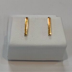 Real 14k Yellow Gold Bar Simple Earrings Fine Jewelry Celebrity Stylist Curated